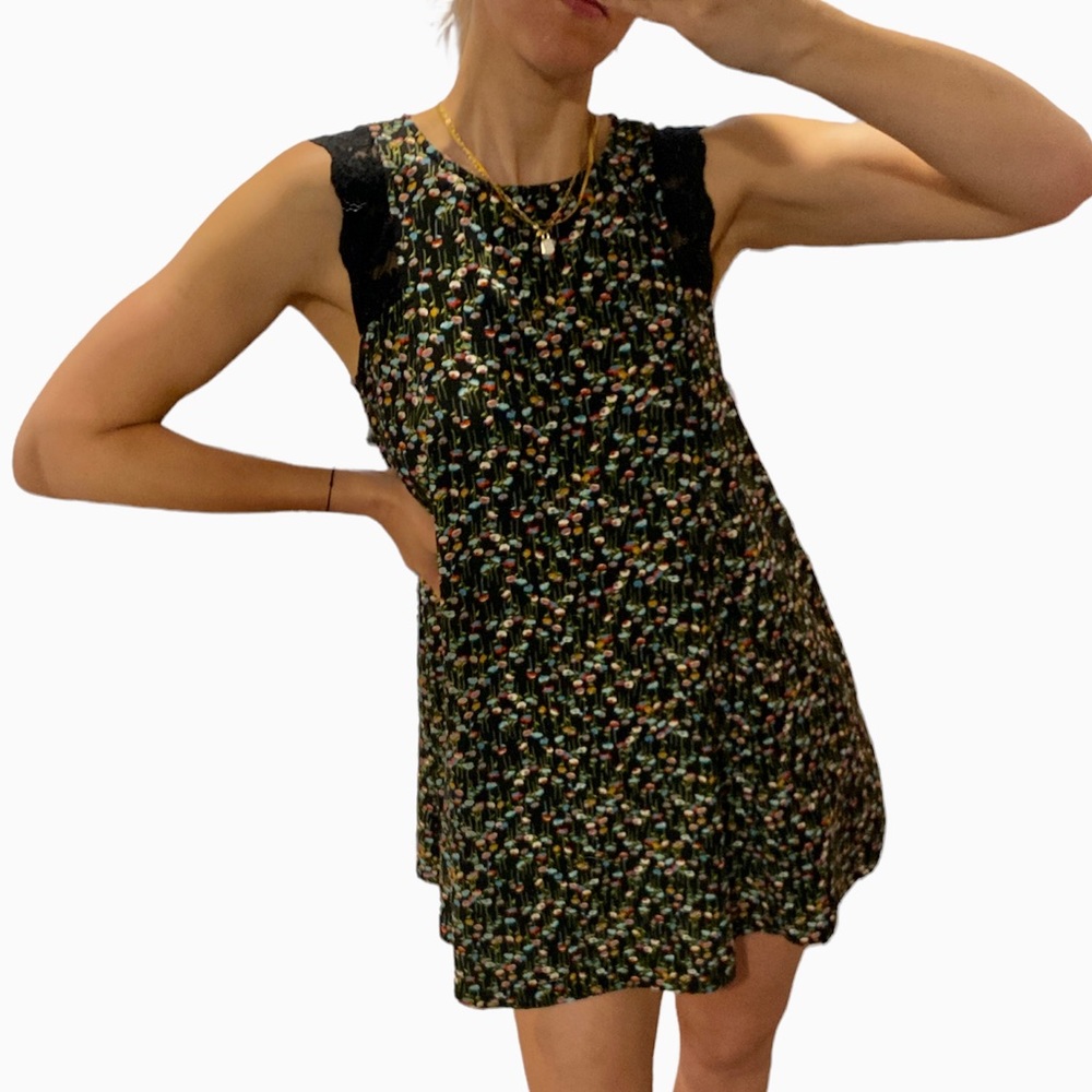 Mango Casual Mini Floral Summer Tent Shape Dress - Size M (short)